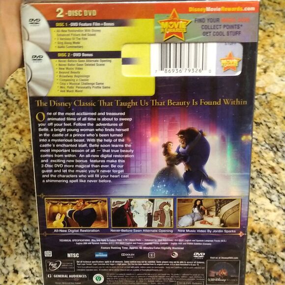 Beauty and the Beast 2010 2-DVD Set Slipcover Sealed Disney Kids Animation Movie - Picture 11 of 11